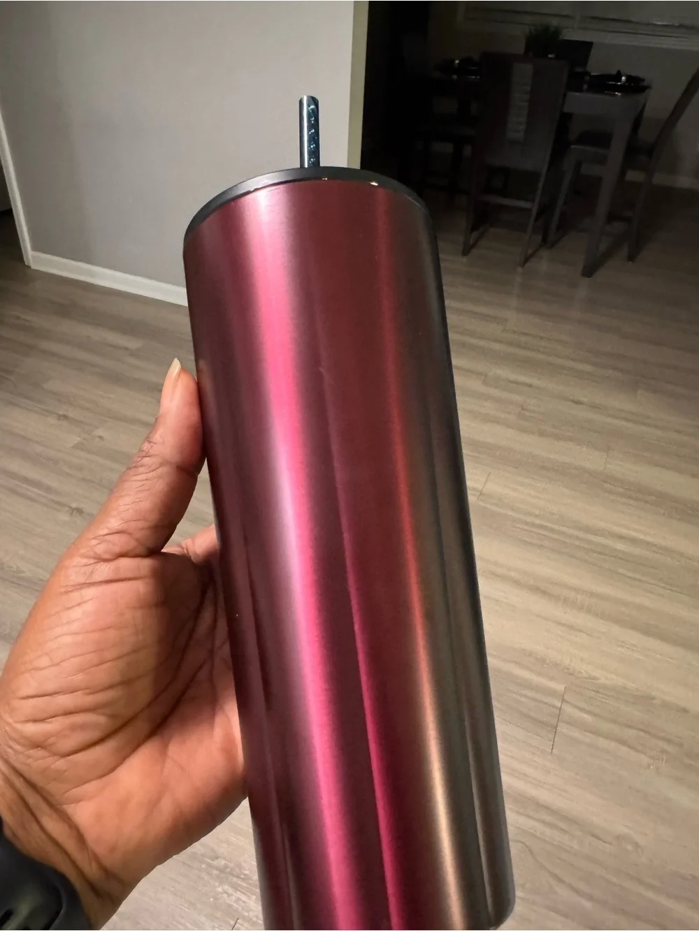 Starbucks Iridescent Teal-Blue Stainless Tumbler with Straw